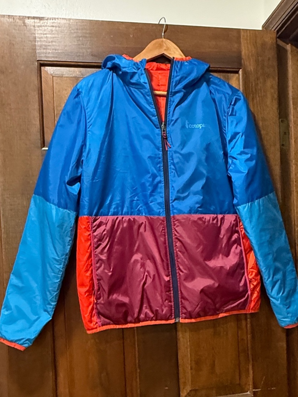 Cotopaxi Puffer Jacket Womens M Blue Red Teca Calido Rocket Science Reversible